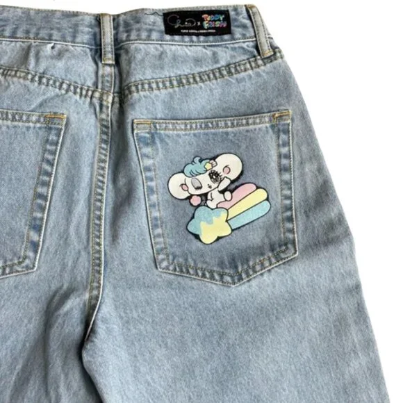 ULTRA RARE, BNWOT Teddy Fresh x Yurie Sekiya Printed Denim Jeans - Picture 3 of 9